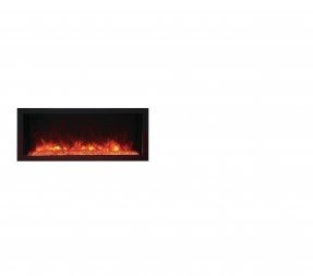 30" Extra Slim Indoor Or Outdoor Electric Built-In Only Electric Fireplace With Black Steel Surround