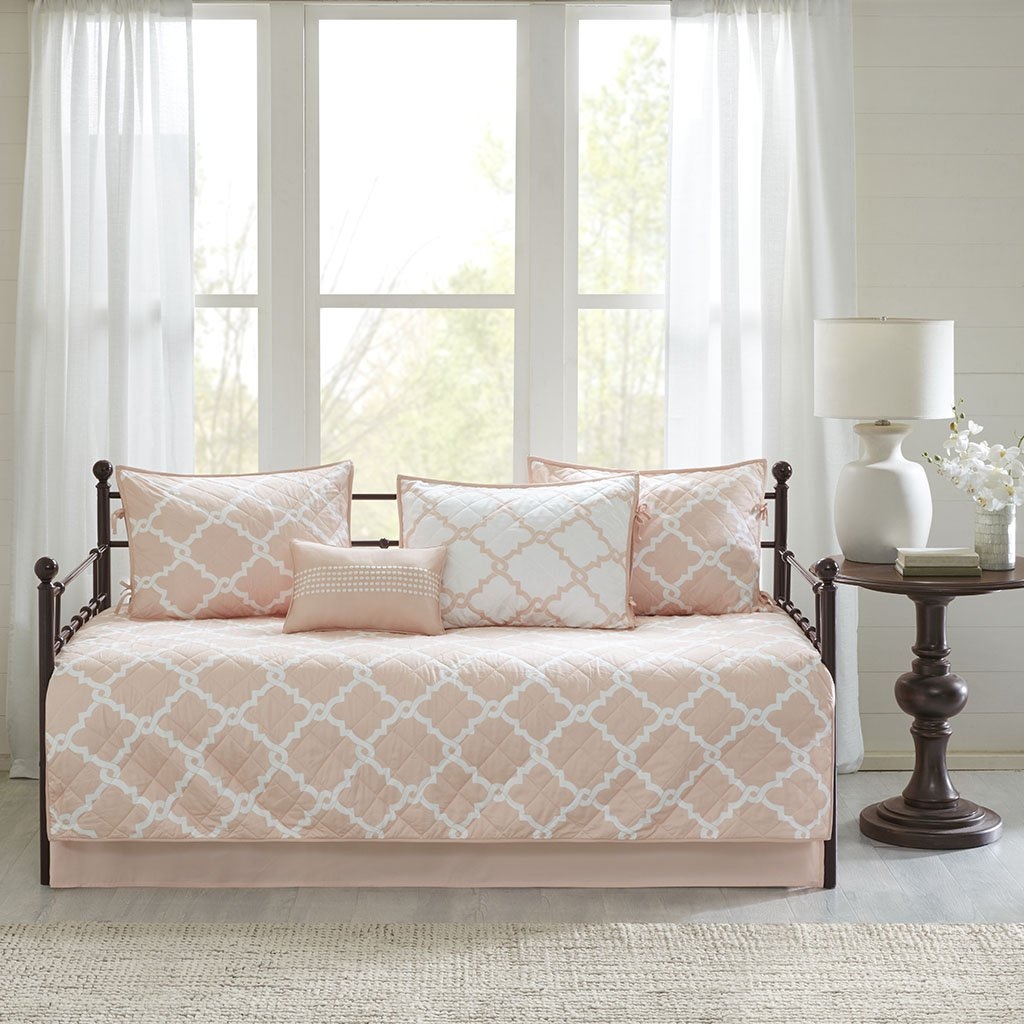Amazon.com: 6 Piece Blush Pink Geometric Daybed Set ...