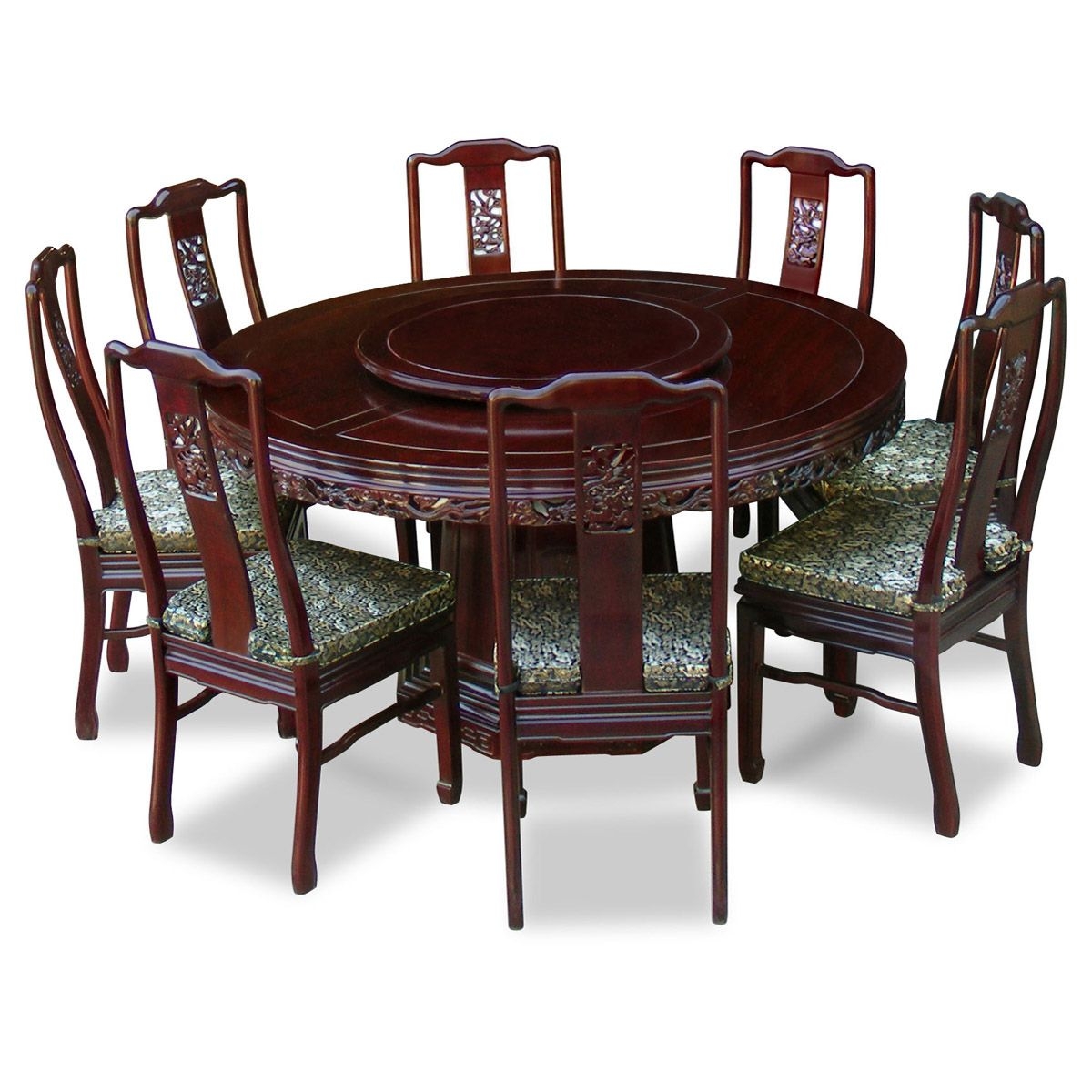 Amazon.com: 60in Rosewood Dragon Round Dining Table with 8