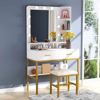 Amazon.com: Tribesigns Vanity Table with Lighted Mirror ...
