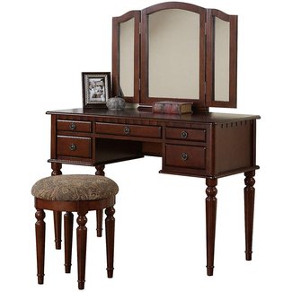 Amazon.com: Vanity Set with Mirror and Stool Vintage ...