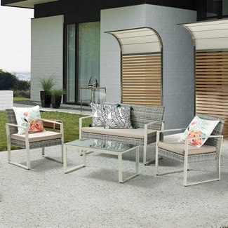 Azariya 4 Piece Outdoor Sofa Seating Group with Cushions