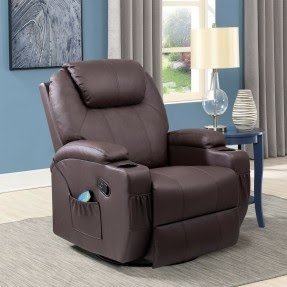 Beniamina Faux Leather Manual Recliner with Massage and Heating
