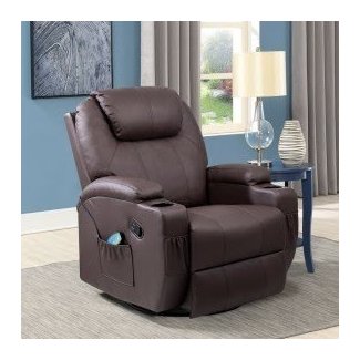 Beniamina Faux Leather Manual Recliner with Massage and Heating