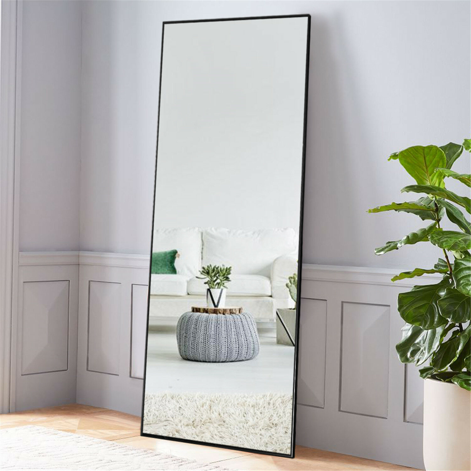 Standing Hanging or Leaning Against Wall Somins Full Length Mirror Rustic Wood Framed Vertical and Horizontal Tall Floor Mirror Decorative Wall Mirror 63inch