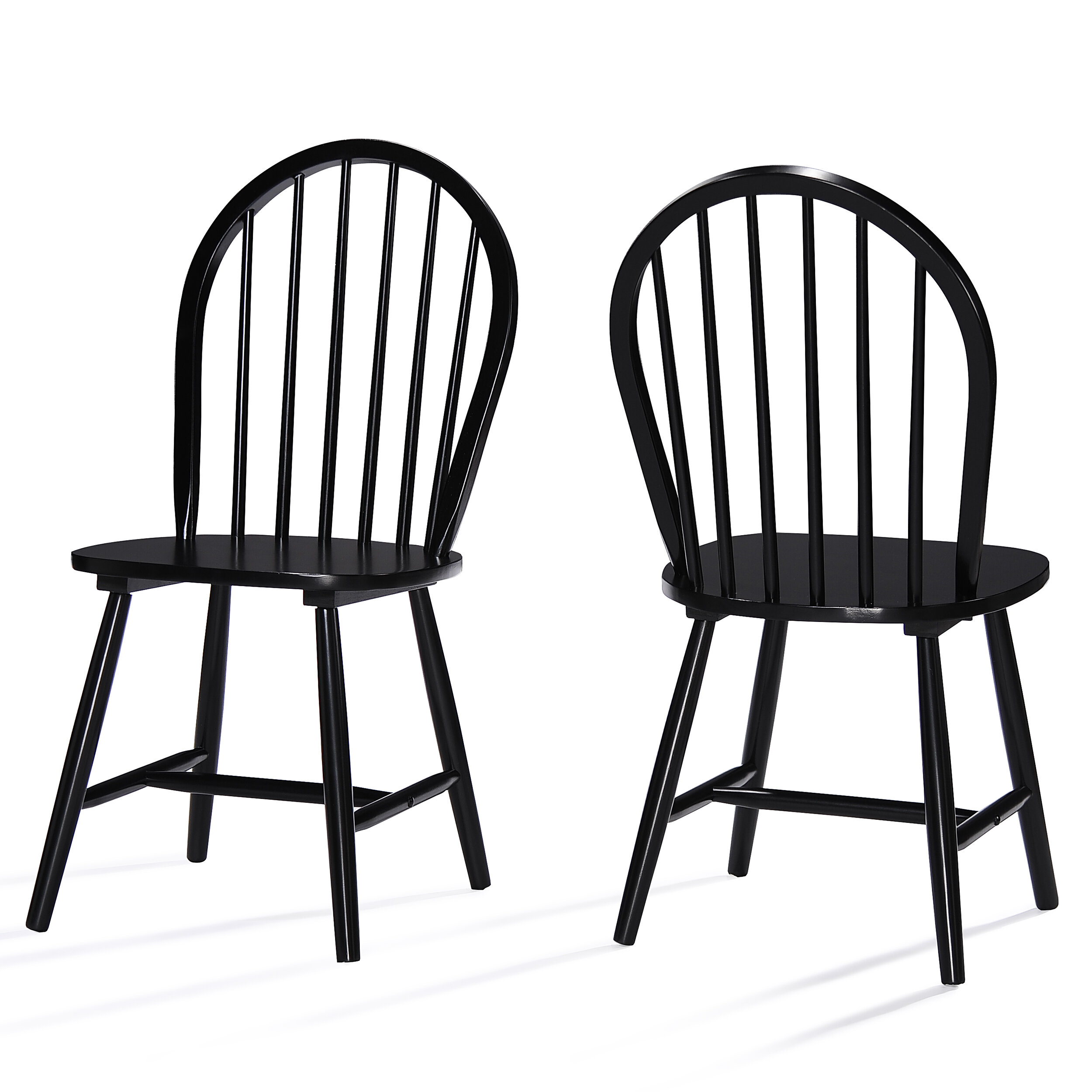Christopher Knight Home 302241 Declan Farmhouse Cottage High Back Spindled Rubberwood Dining Chairs, 2-Pcs Set, Black
