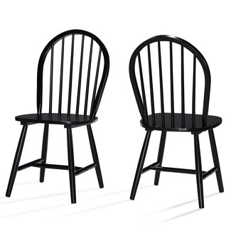 Christopher Knight Home 302241 Declan Farmhouse Cottage High Back Spindled Rubberwood Dining Chairs, 2-Pcs Set, Black