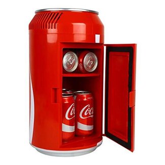 Coca-Cola Portable 8 Can Thermoelectric Mini Fridge 5.4 L/ 5.7 Quarts Capacity, 12V DC/110V AC Cooler for home, den, dorm, cottage, cabin, beer, beverages, snacks, skincare, cosmetics, medication