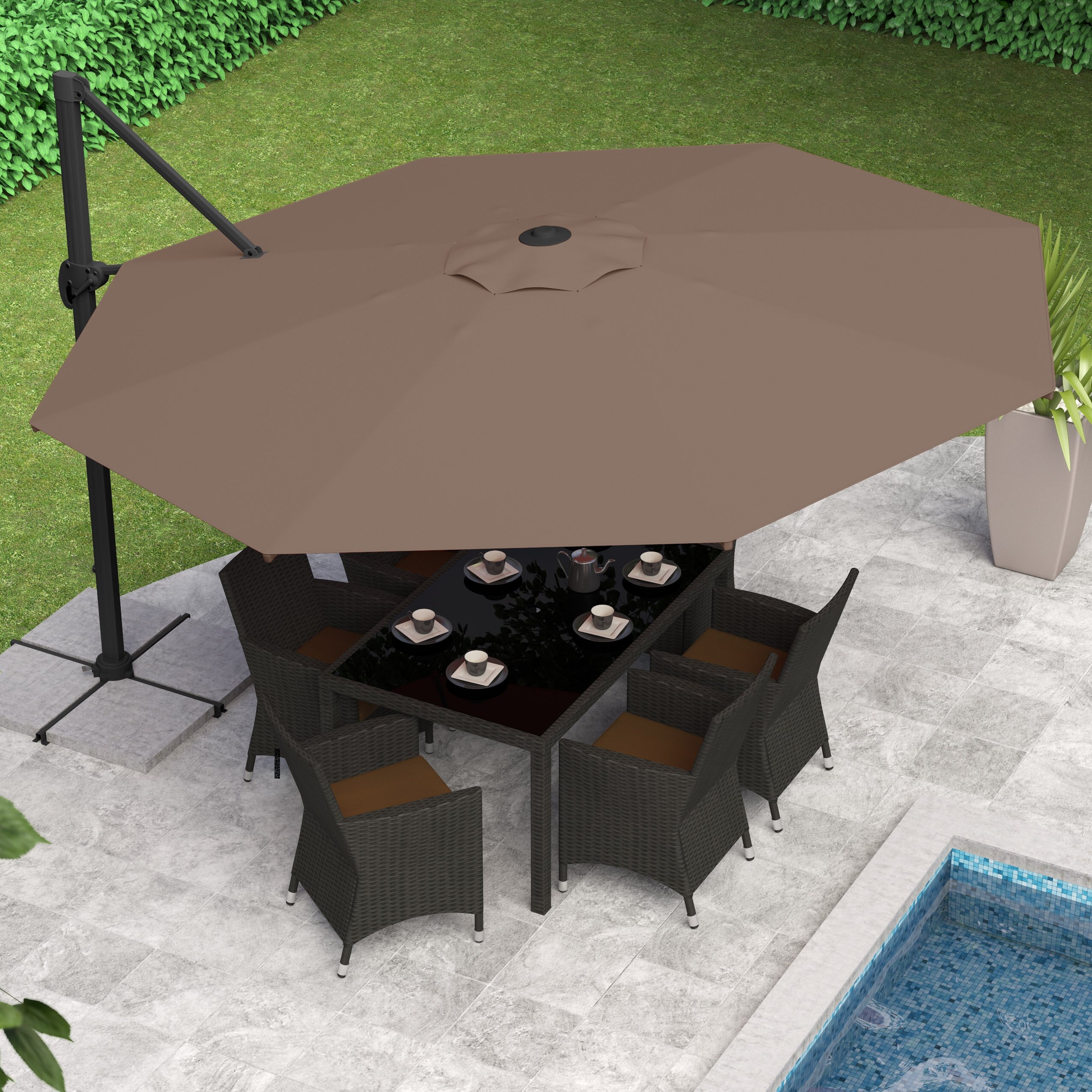 CorLiving 11' Deluxe Offset Patio Umbrella & Reviews | Wayfair