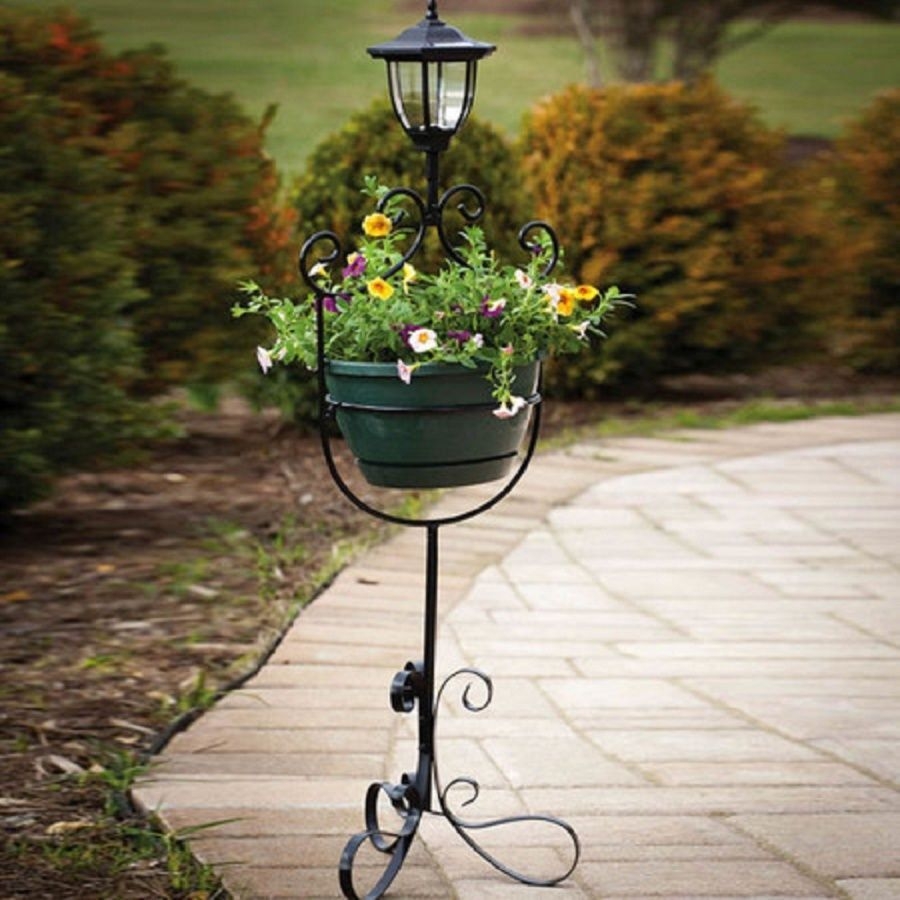 solar hanging basket stand