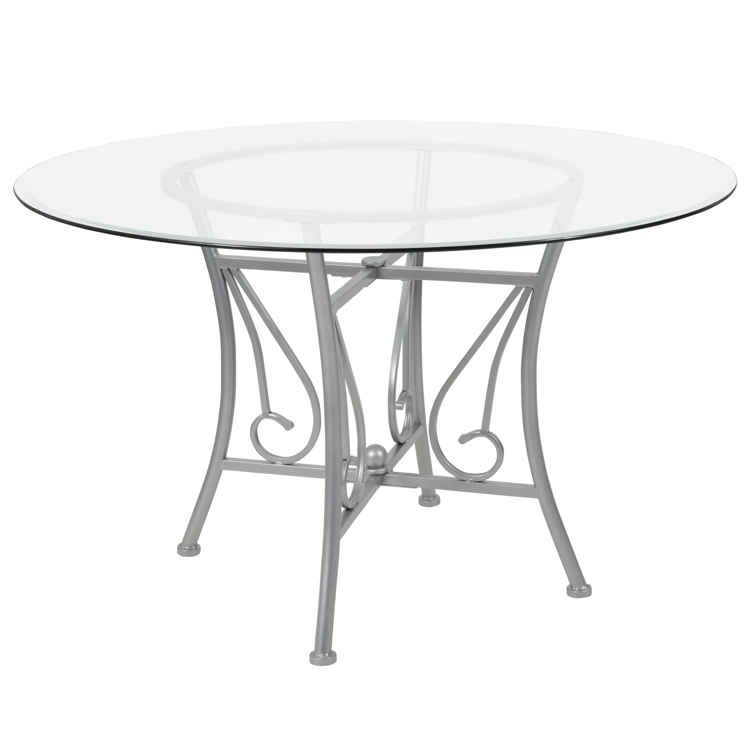 Flash Furniture Princeton 48'' Round Glass Dining Table with Matte Gold Metal Frame