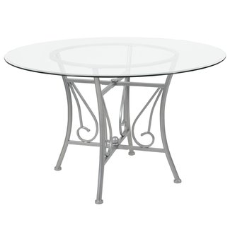 Flash Furniture Princeton 48'' Round Glass Dining Table with Matte Gold Metal Frame