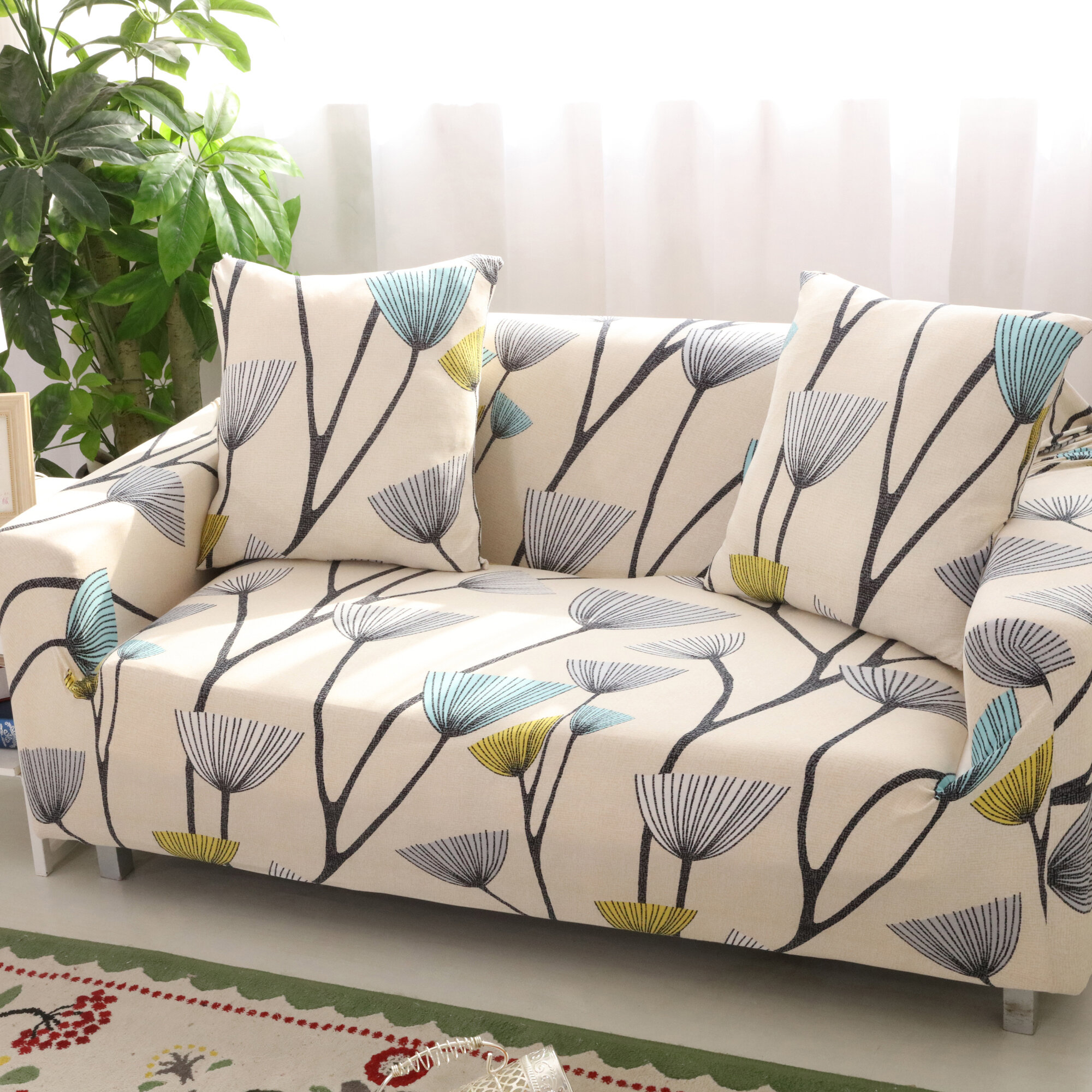 Floral stretch couch cover