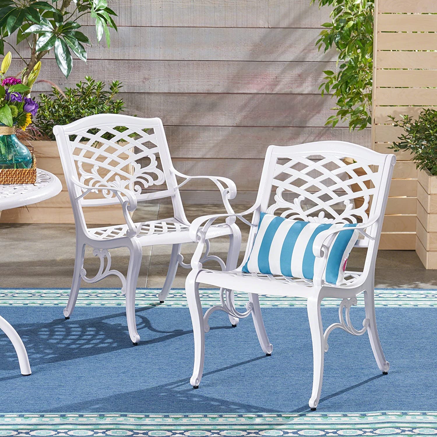 : Great Deal Furniture Brody Outdoor White Cast ...