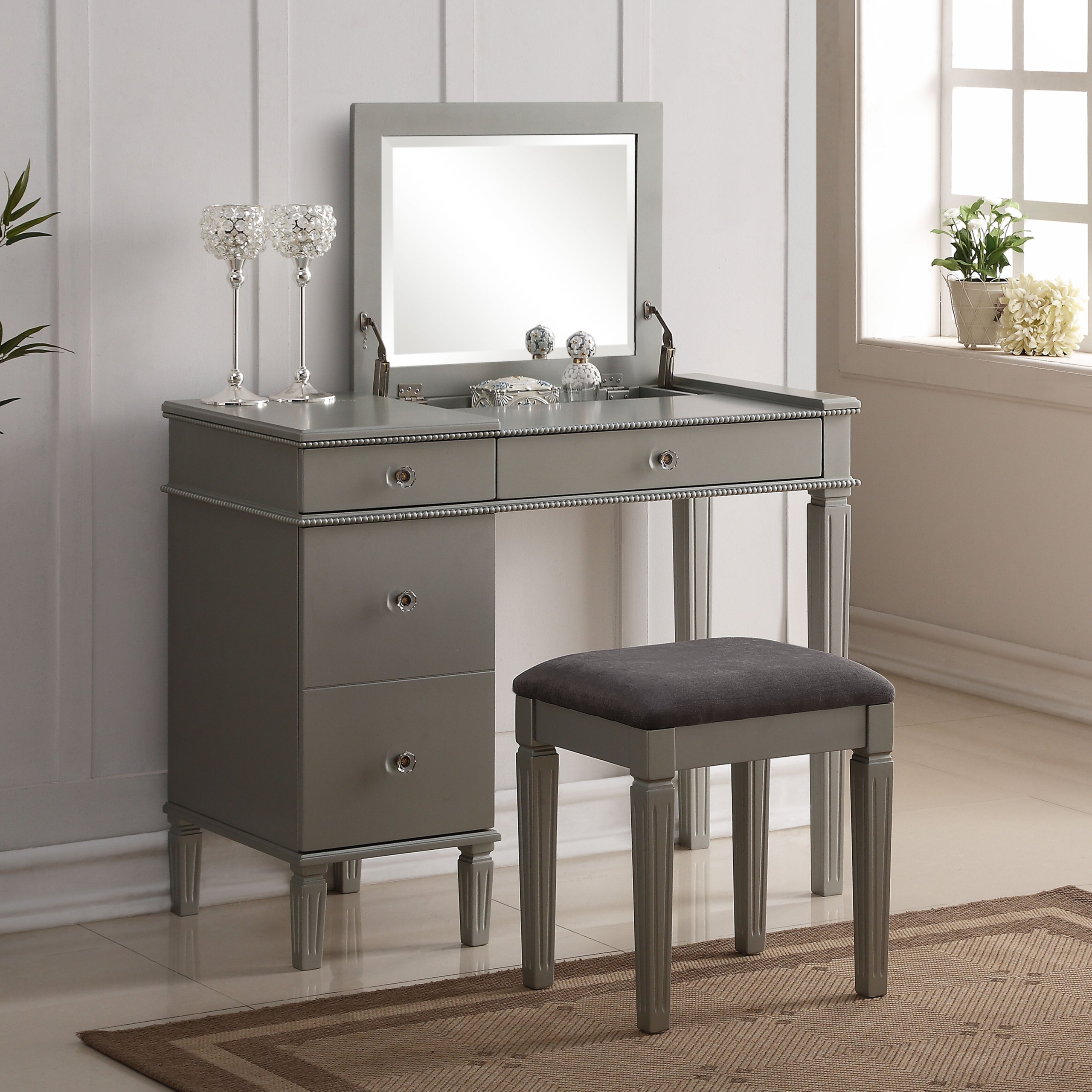 House of Hampton 2 Piece Vanity Set with Mirror &