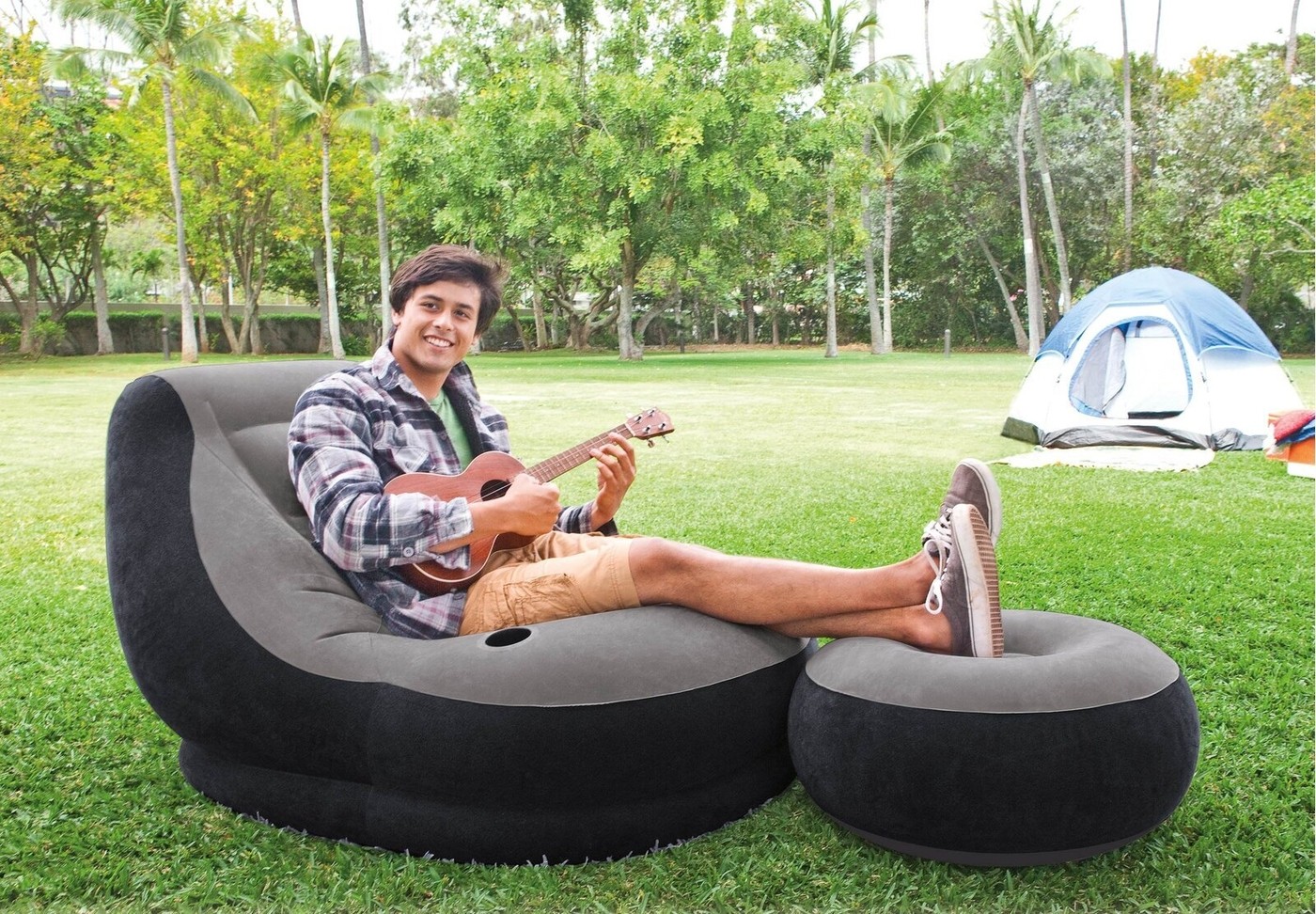 Details about   New Inflatable Lazy Sofa Chair Flocked Bean Bag Garden Yard Home Indoor Outdoor 
