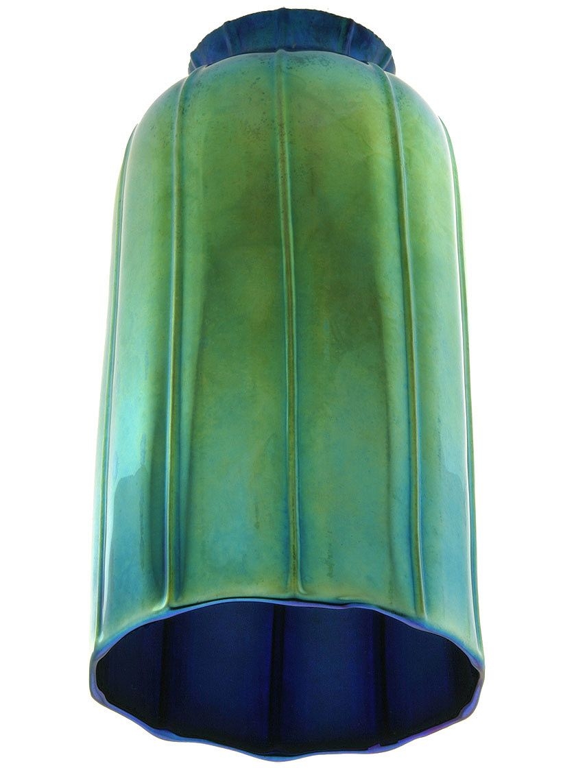 Iridescent Peacock Blue Art Glass "Cylinder" Shade With 2 ...