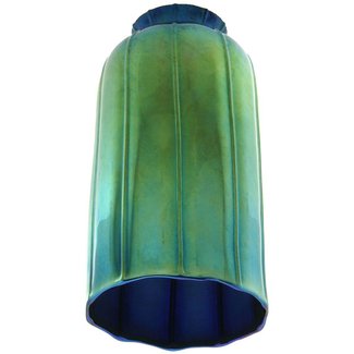 Iridescent Peacock Blue Art Glass "Cylinder" Shade With 2 ...