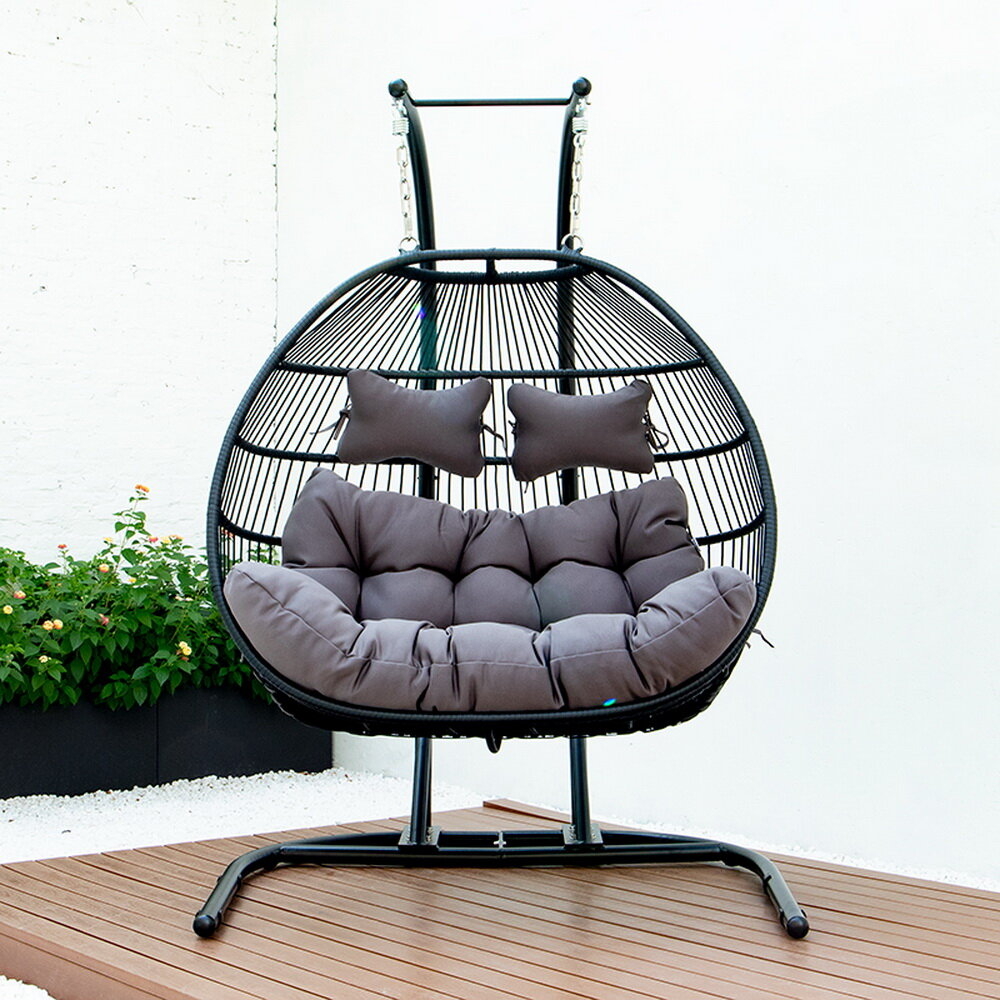 two's company hanging rattan chair