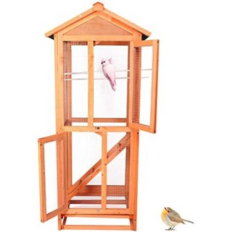 LONABR Wooden Aviary House Bird Cage Vertical Play House with Perch Trays