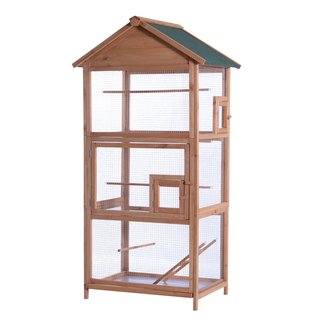 MCombo 70 inch Outdoor Aviary Bird Cage Wooden Vertical Play House Pet Parrot Cages with Stand 0011