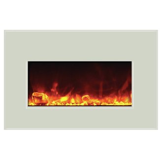 Medium Insert Electric Fireplace With White Glass Surround