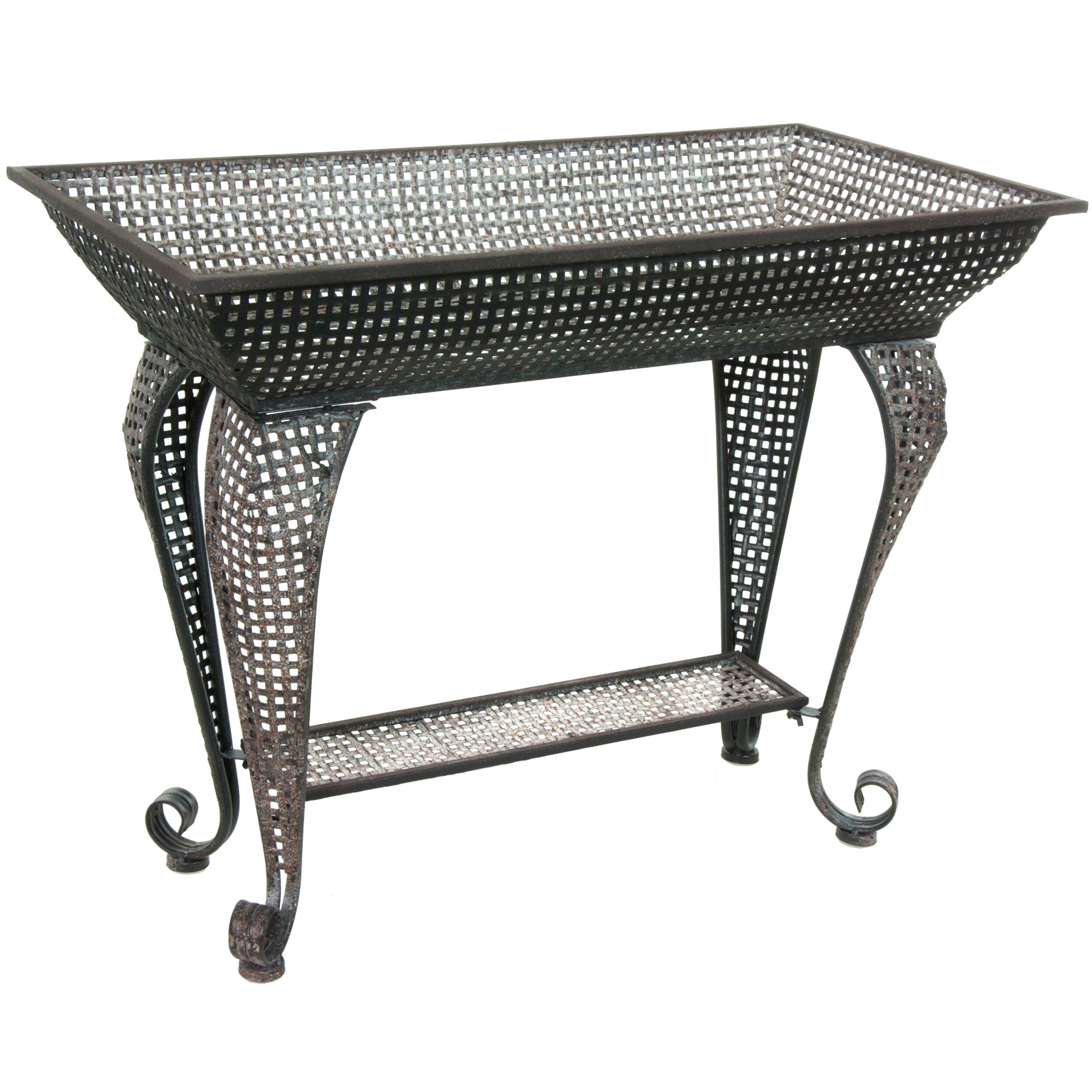 Oriental Furniture Wrought Iron Sundry Pedestal Plant ...