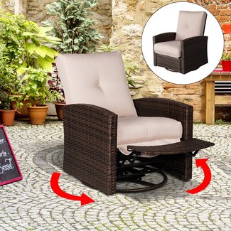 Outsunny Outdoor Rattan Wicker Rocking Chair Patio Recliner with
