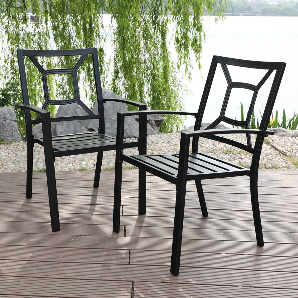 : PHI VILLA Patio Dining Chair Metal Arm Chairs ...