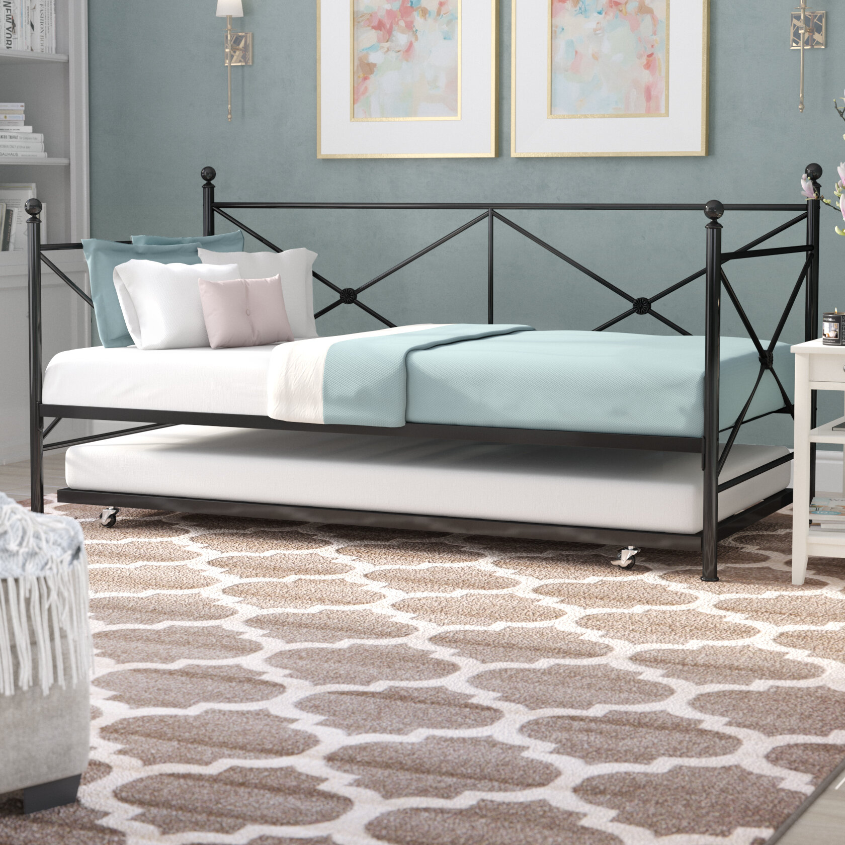 Daybed With Pop Up Trundle Visualhunt, Wayfair Twin Beds With Trundle Bed