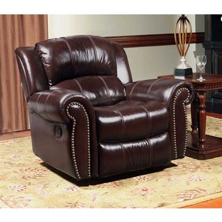 Poseidon Leather Glider Recliner | Wayfair