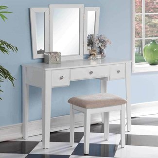 Redrick Vanity Set with Stool and Mirror