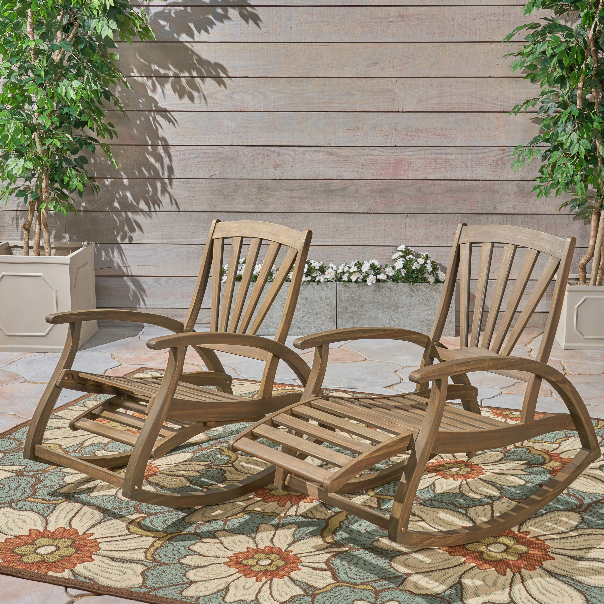 Sabrina Outdoor Rustic Teak Rocking Chair