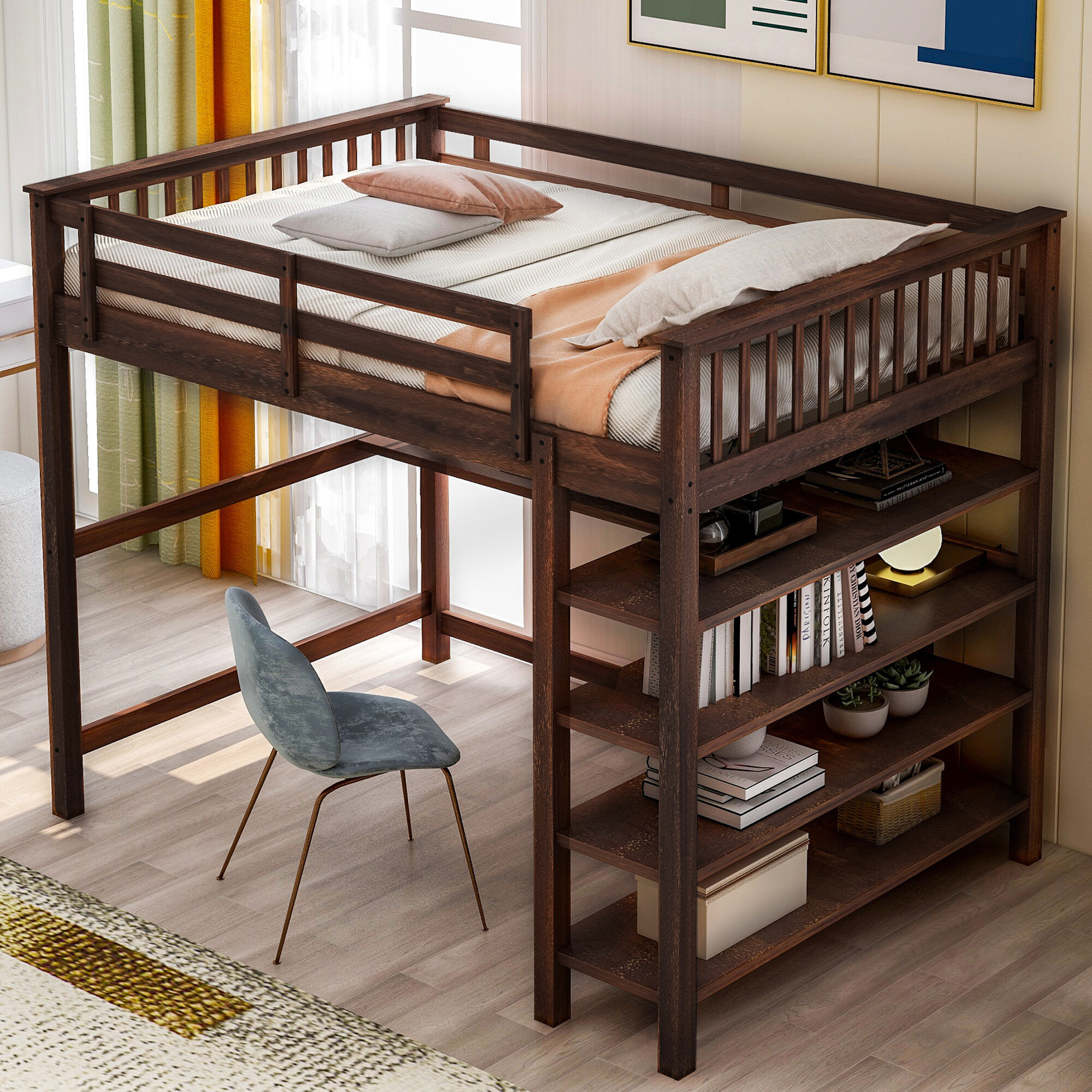 Solid Manufactured Wood Loft Bed