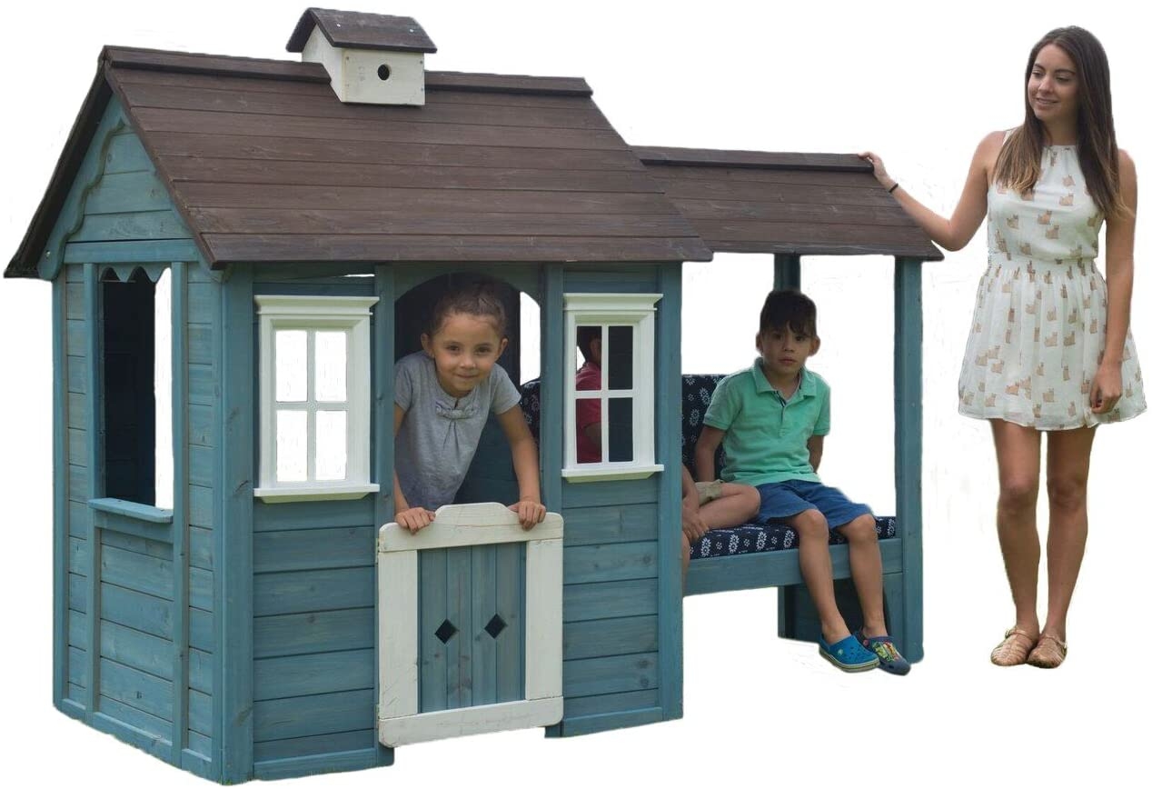 Sportspower Wooden Outdoor Playhouse with Bench
