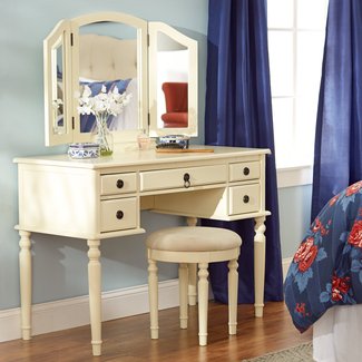 Three Posts Brownridge 5 Drawer Vanity Set with Mirror ...