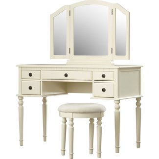 Three Posts Brownridge 5 Drawer Vanity Set with Mirror ...