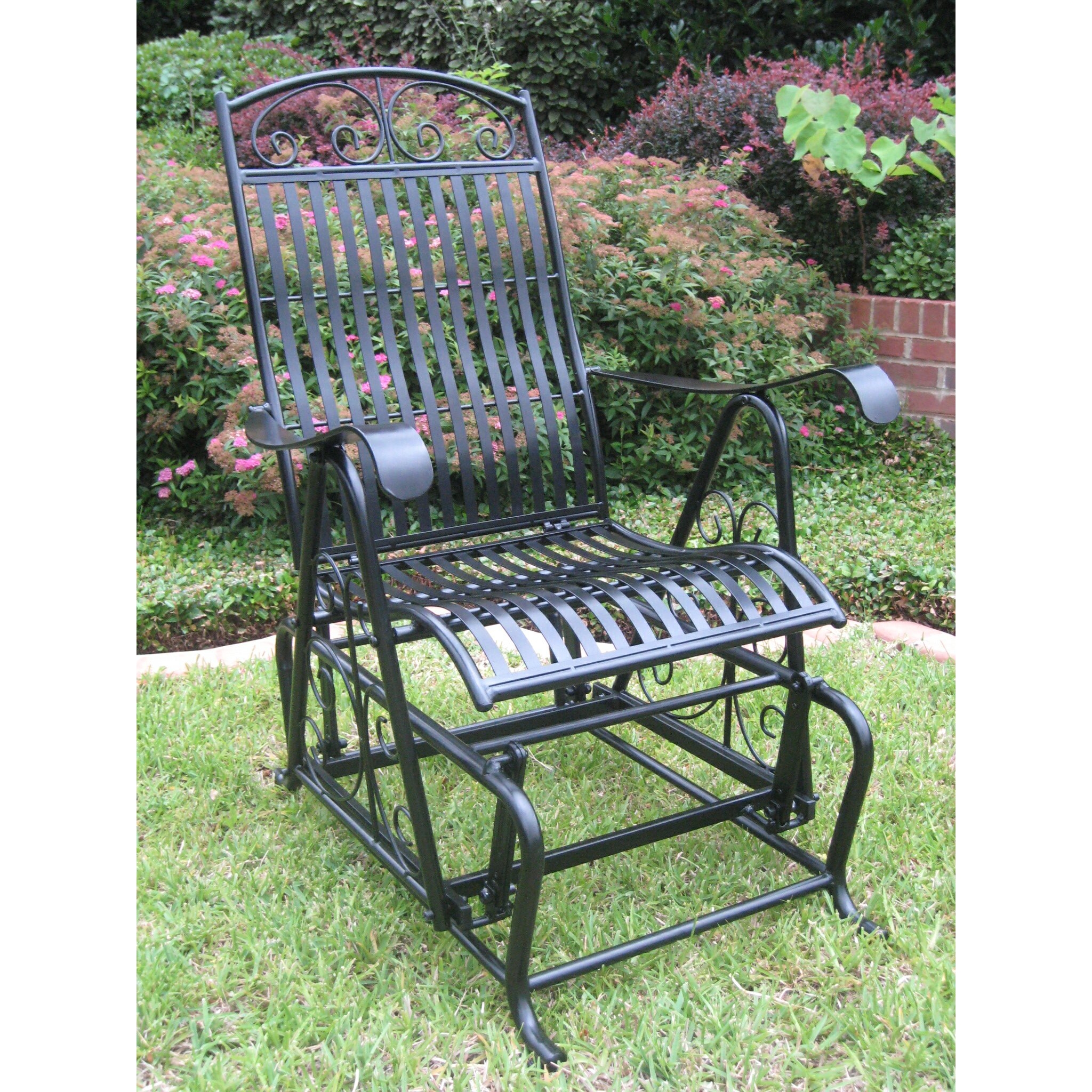 Three Posts Snowberry Iron Single Patio Glider Chair ...