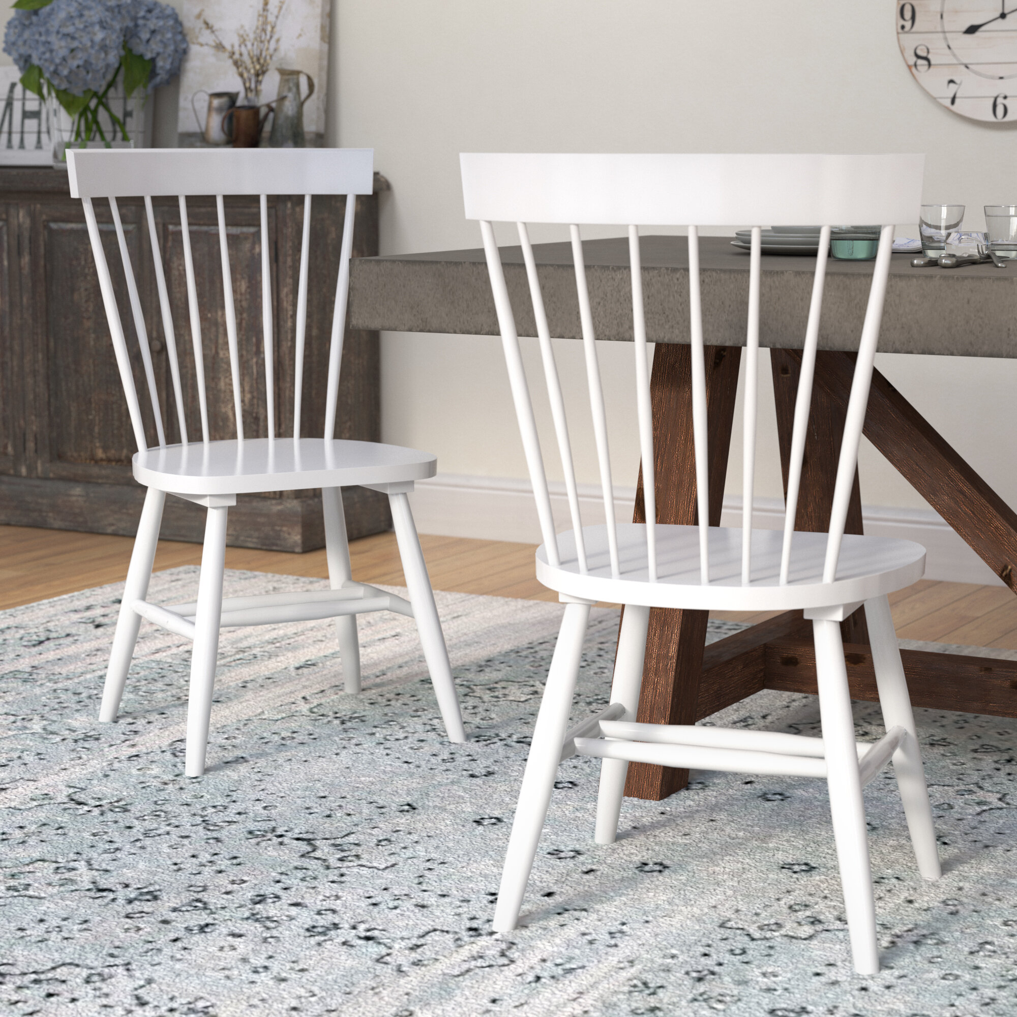 Three Posts™ Spindle Solid Wood Windsor Back Side Chair ...