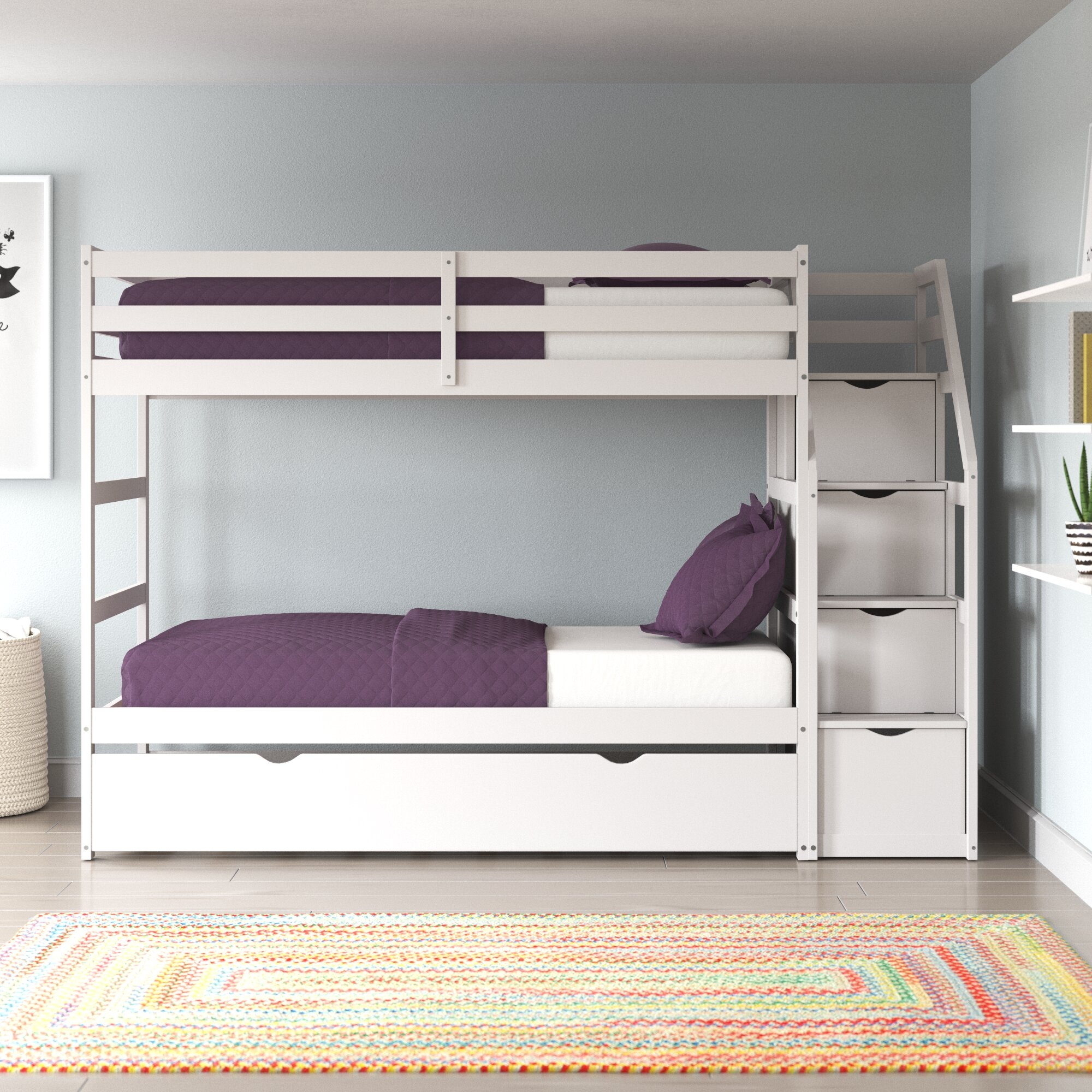 Twin bunk bed with trundle