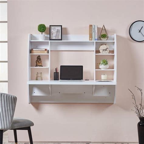 White Manufactured Wood Floating Desk