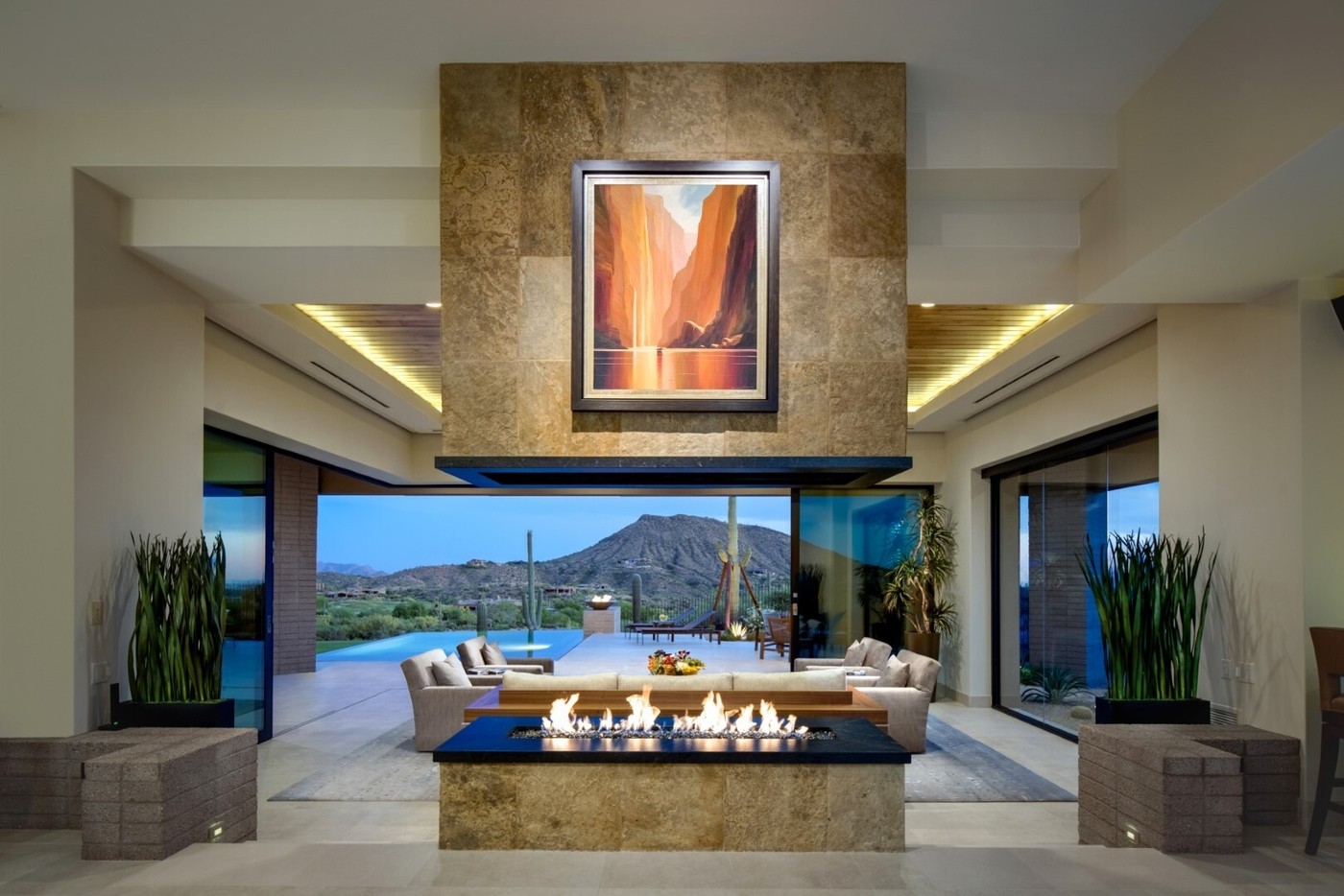 An Open Central Fireplace