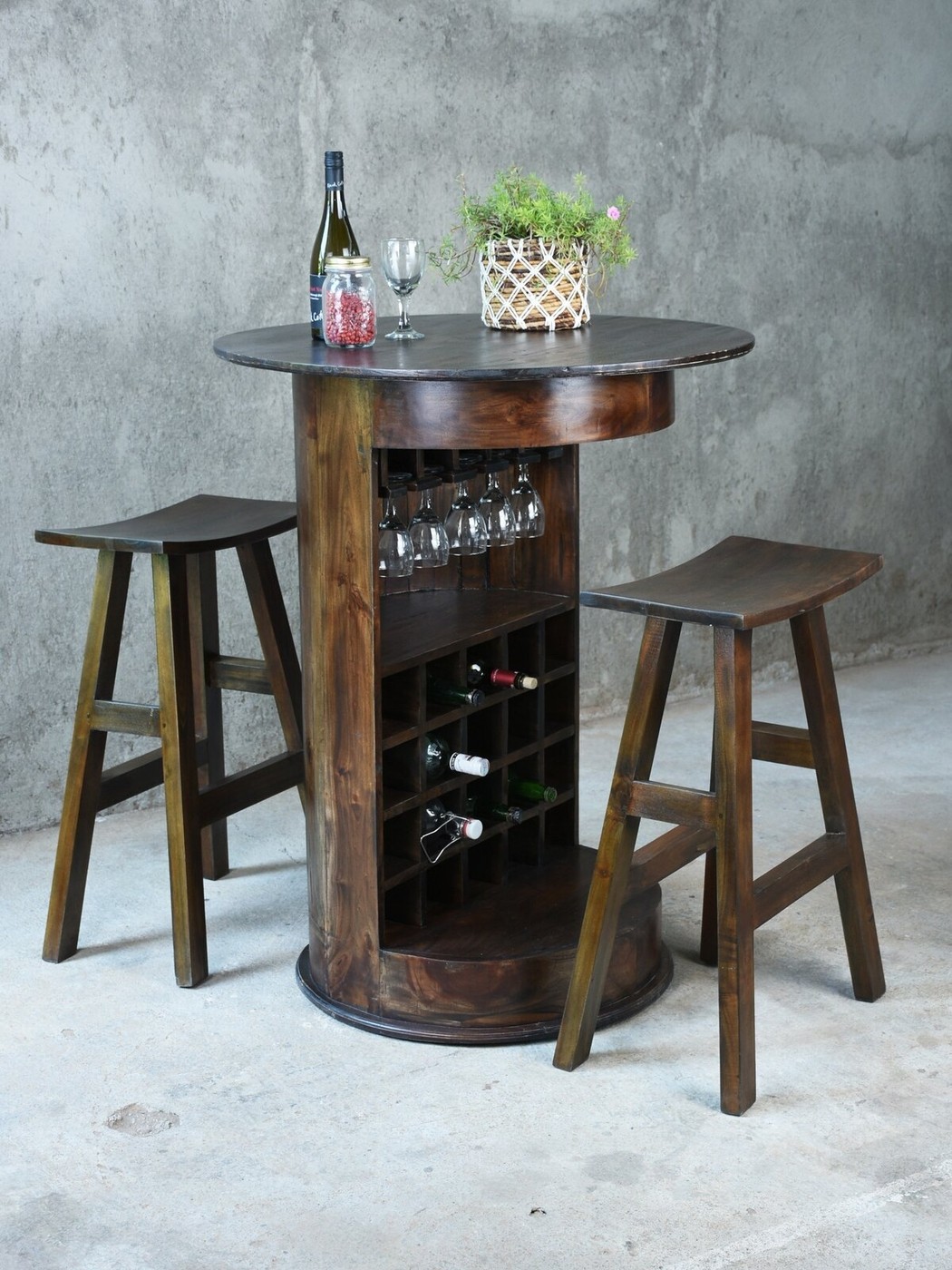 Barrel Bar with Wine Storage
