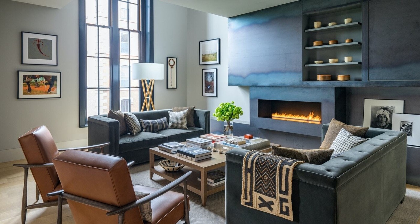 Black Industrial Style Fireplace