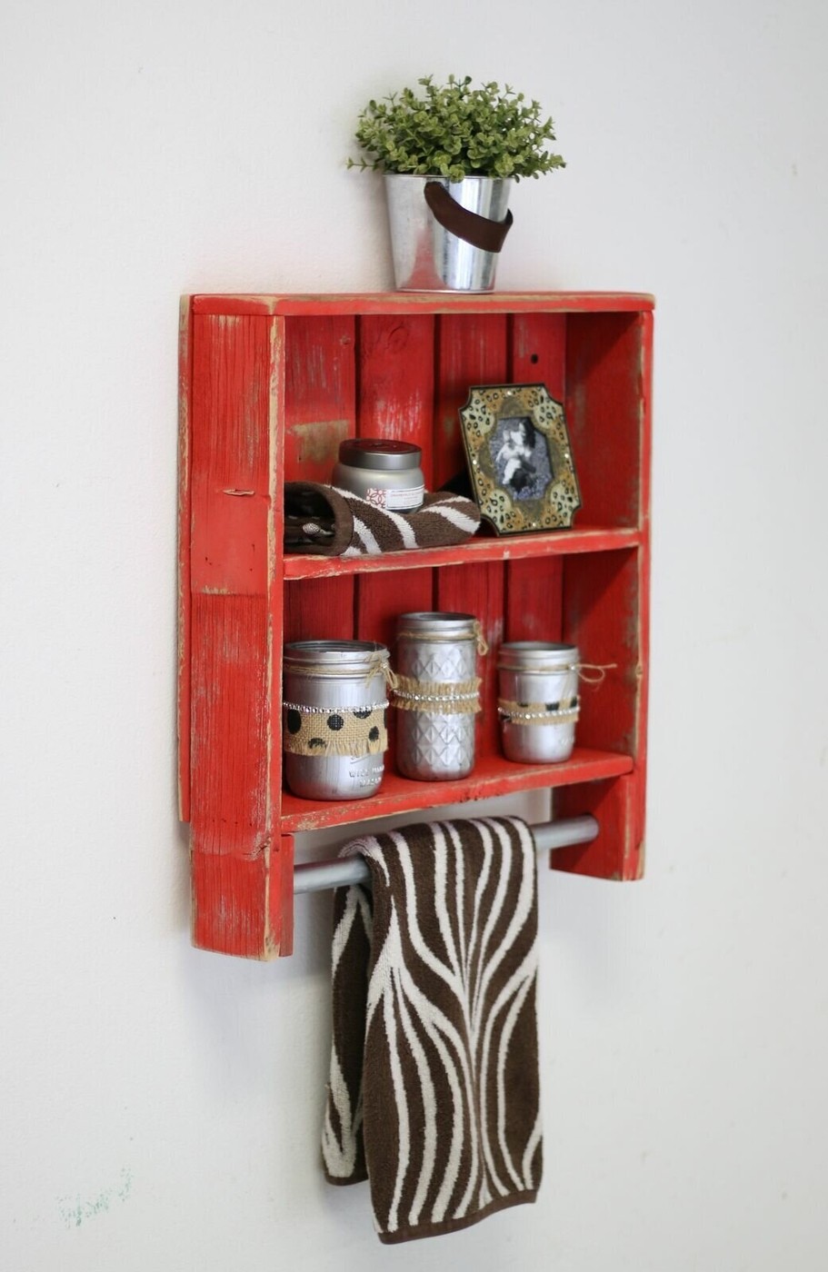 Bright Colored Wood Backing And Shelving