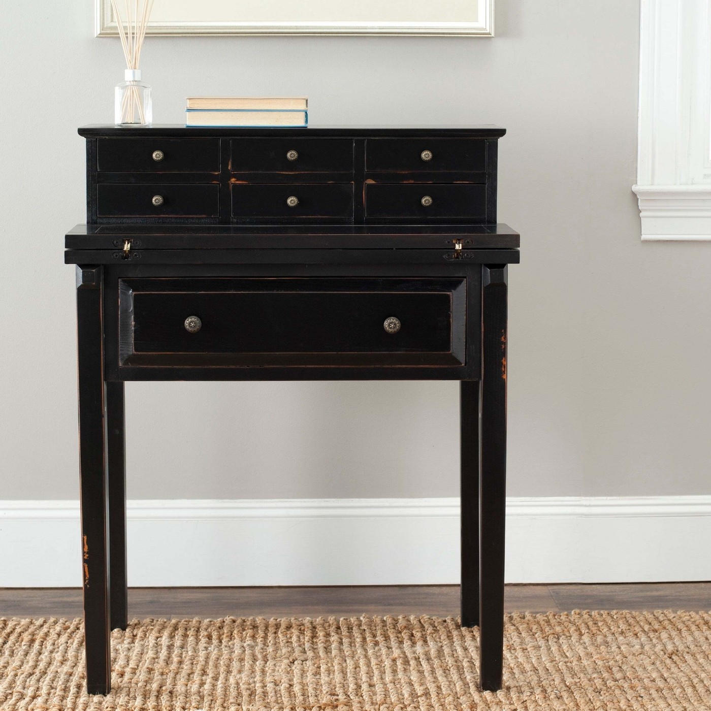 Classical Fold down Desk With Mini Drawers