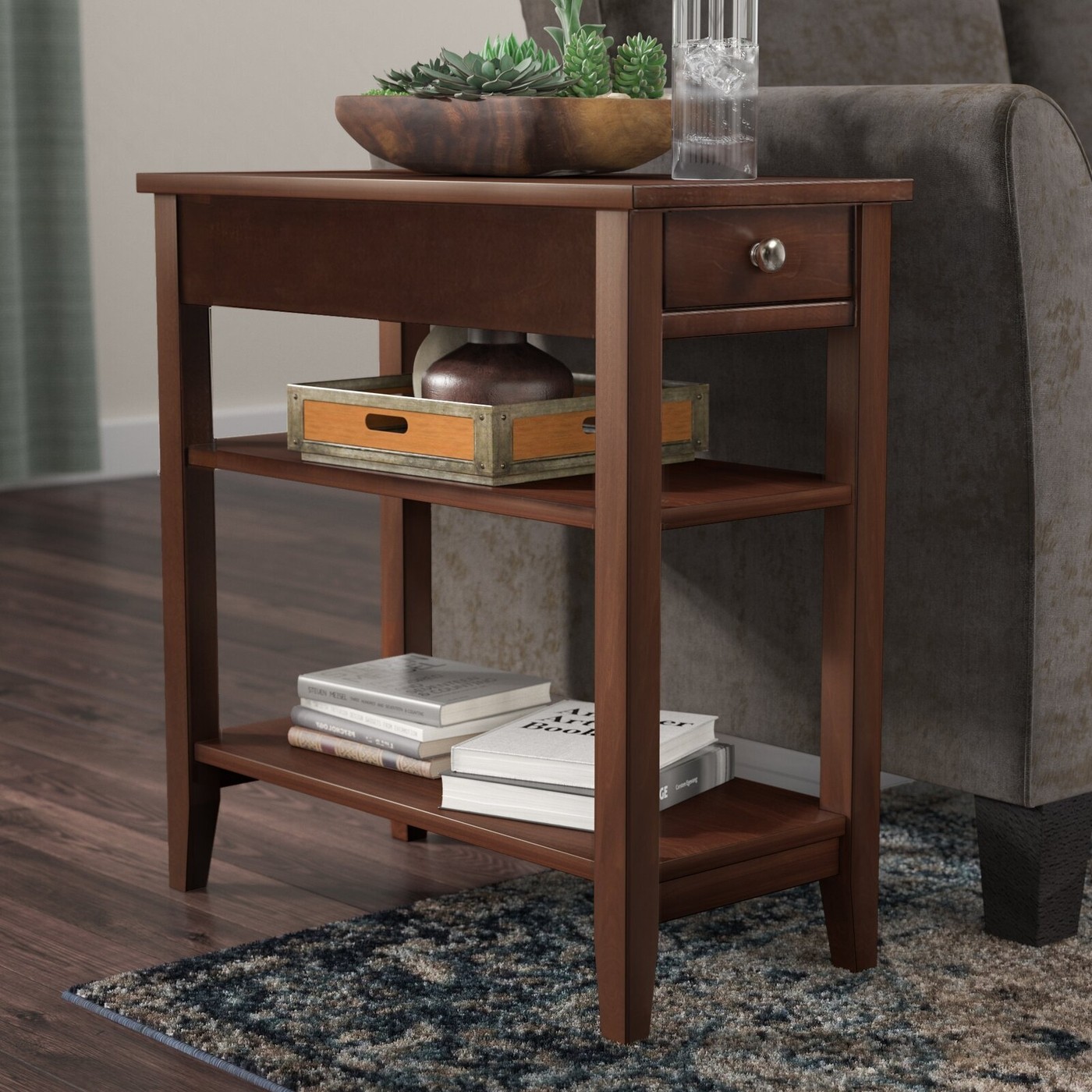 Narrow End Table with Storage VisualHunt