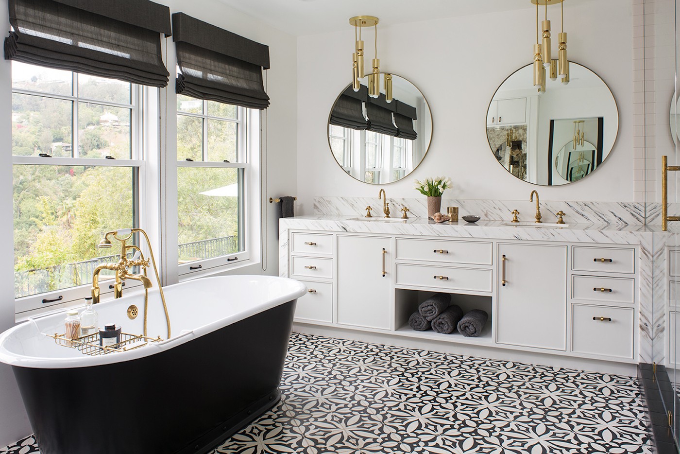 Feminine Black and White Bathroom