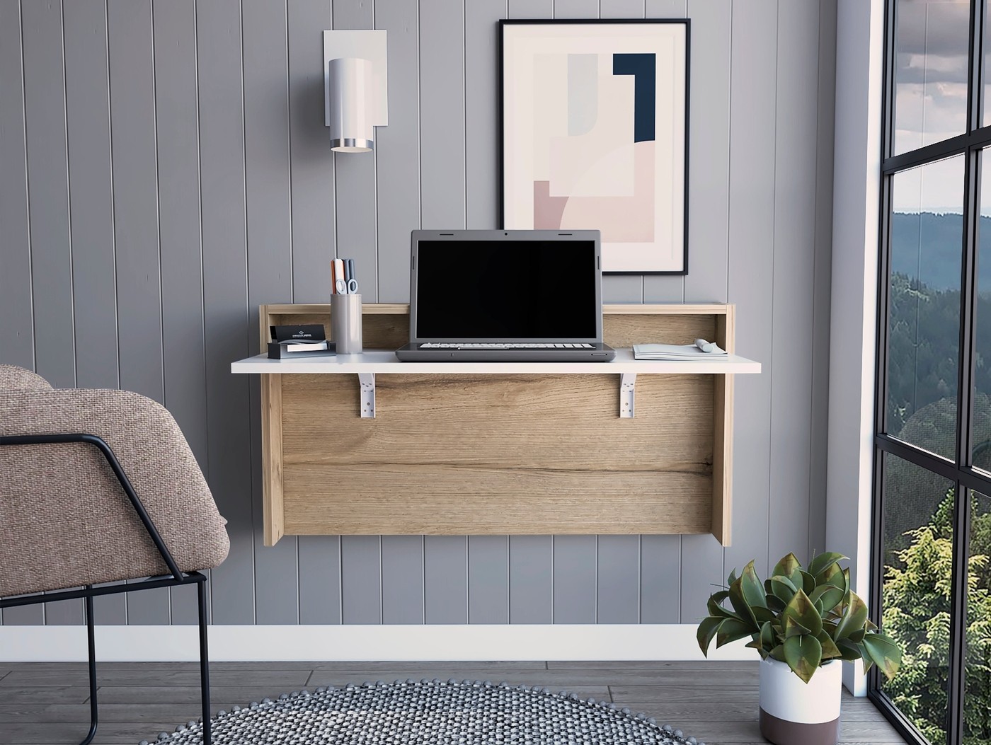 Floating Desk Without Shelves or Drawers