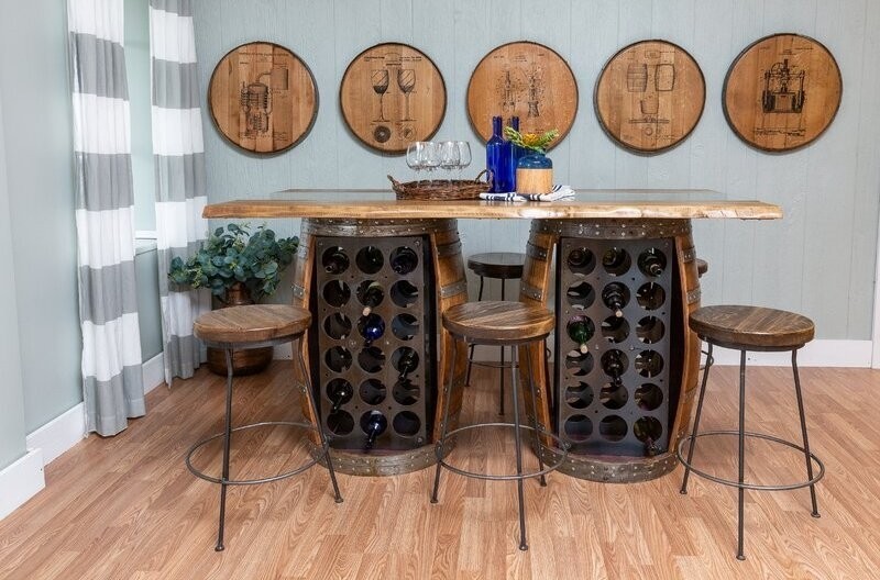 Glass Top Double Barrel Bar Set